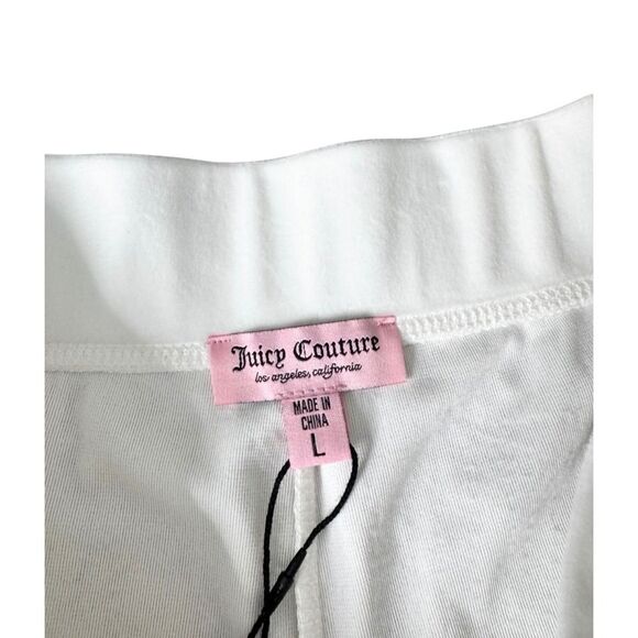 Juicy Couture Velour Shorts Rhinestone Logo Lounge Comfy White Size Large - Picture 5 of 6